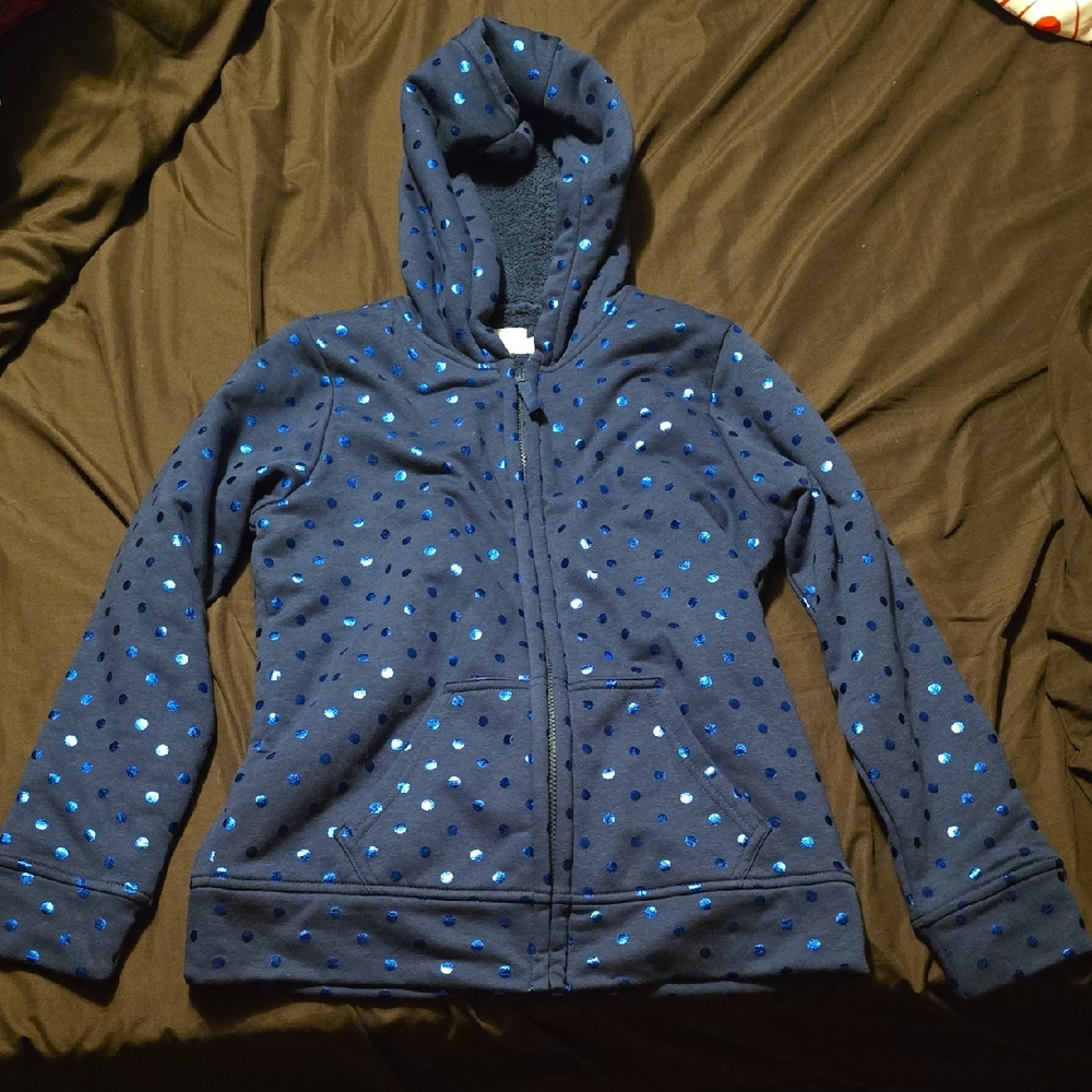 Wonder Nation Navy Blue Kids Hoodie with Polka Dots